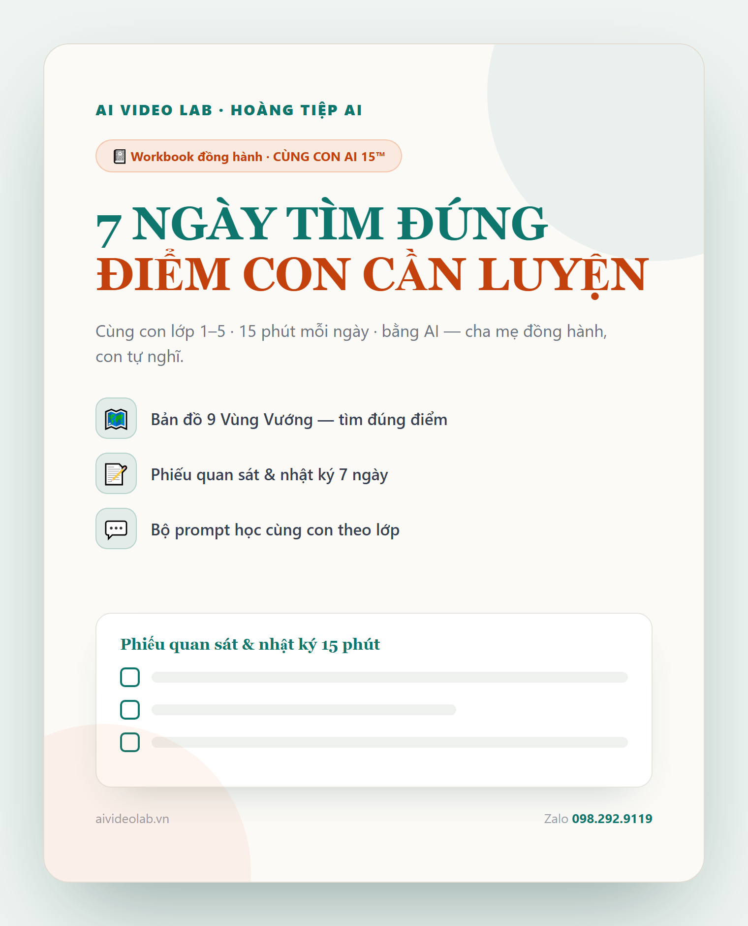 Workbook 7 NGÀY TÌM ĐÚNG ĐIỂM CON CẦN LUYỆN — học liệu đồng hành cùng con lớp 1–5